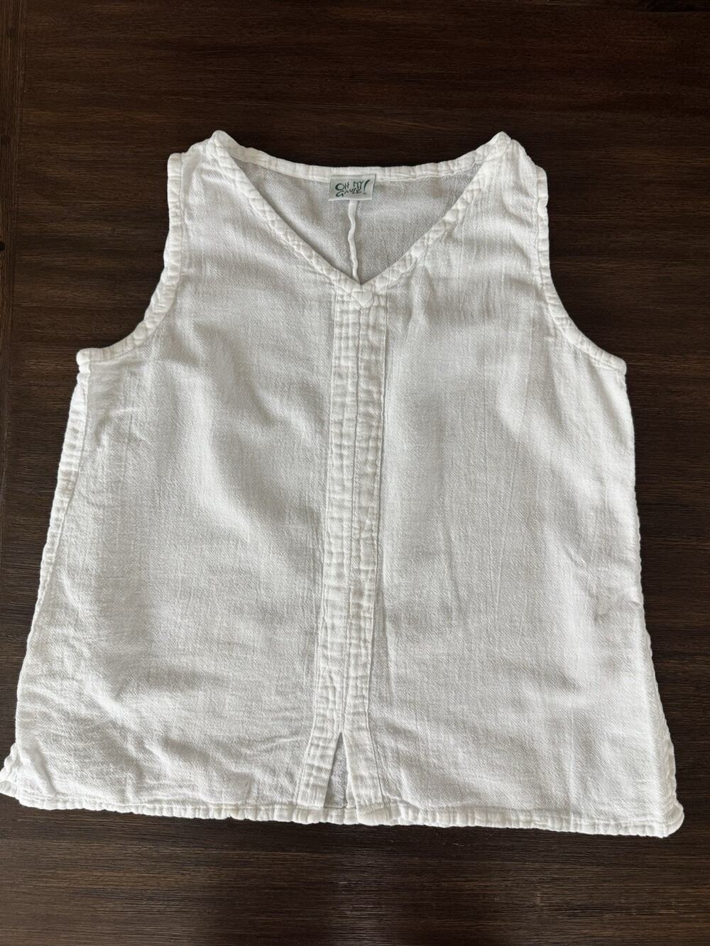 Oh My Gauze White Top Women’s S/M 1 Sleeveless Tank V Neck